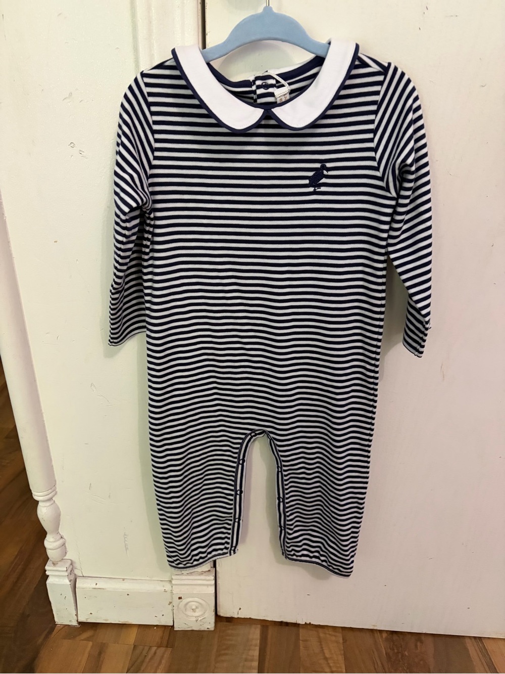 Striped Navy & White Peter Pan Collar One-Piece, 12 - 18, NWT